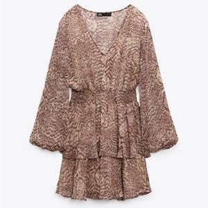 Zara long sleeve short dress snakeskin print